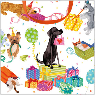 Caspari Birthday Pets Small Square Gift Bag - 5.75"L x 2.5" W x 5.75"H - includes 1 bag 10159B1.5