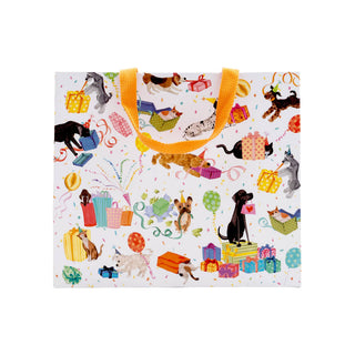 Caspari Birthday Pets Large Gift Bag - 11.75"L x 4.75"W x 10"H - includes 1 bag 10159B3
