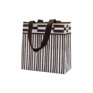 Caspari Boho Stripe Black/Brown Small Square Gift Bag - 5.75"L x 2.5" W x 5.75"H - includes 1 bag 10160B1.5