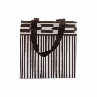 Caspari Boho Stripe Black/Brown Small Square Gift Bag - 5.75"L x 2.5" W x 5.75"H - includes 1 bag 10160B1.5