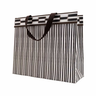 Caspari Boho Stripe Black/Brown Large Gift Bag - 11.75"L x 4.75"W x 10"H - includes 1 bag 10160B3