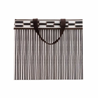 Caspari Boho Stripe Black/Brown Large Gift Bag - 11.75"L x 4.75"W x 10"H - includes 1 bag 10160B3
