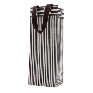 Caspari Boho Stripe Black/Brown Bottle Bag 5"L x 3.5"W x 13"H - includes 1 bag 10160B4