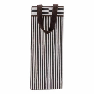Caspari Boho Stripe Black/Brown Bottle Bag 5"L x 3.5"W x 13"H - includes 1 bag 10160B4