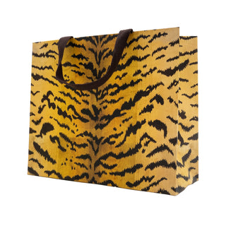 Caspari Tigre Golden Large Gift Bag - 11.75"L x 4.75"W x 10"H - includes 1 bag 10161B3