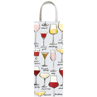 Caspari Wine Sketches Bottle Bag 5"L x 3.5"W x 13"H - includes 1 bag 10165B4