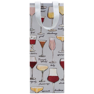 Caspari Wine Sketches Bottle Bag 5"L x 3.5"W x 13"H - includes 1 bag 10165B4