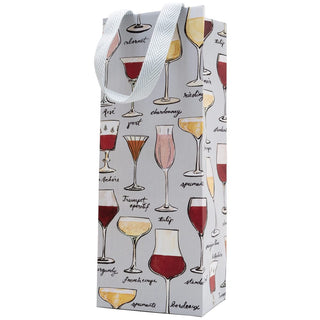 Caspari Wine Sketches Bottle Bag 5"L x 3.5"W x 13"H - includes 1 bag 10165B4