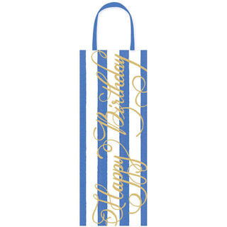 Caspari Happy Birthday Calligraphy Bottle Bag 5"L x 3.5"W x 13"H - includes 1 bag 10167B4