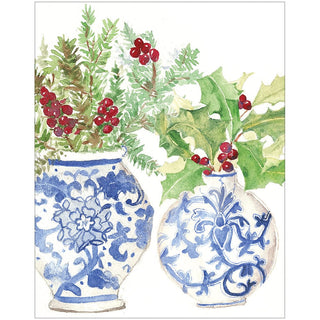 Caspari Winter Garden In Ceramic Mini Boxed Christmas Cards - 16 Cards & 16 Envelopes 102019