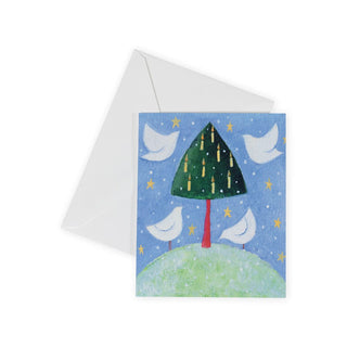 Caspari Doves Around The Tree Boxed Christmas Cards - 16 Cards & 16 Envelopes 102031