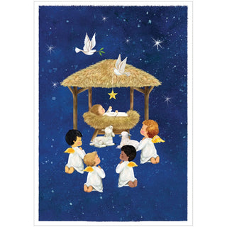 Caspari Baby Angels And Creche Boxed Christmas Cards - 16 Cards & 16 Envelopes 102109