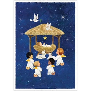 Caspari Baby Angels And Creche Small Boxed Christmas Cards - includes 15 cards & envelopes 102109