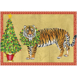 Caspari Christmas Tiger Boxed Christmas Cards - 16 Cards & 16 Envelopes 102111