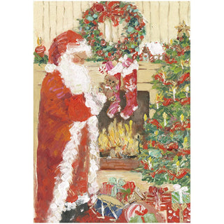 Caspari Santa'S Visit Boxed Christmas Cards - 16 Cards & 16 Envelopes 102118