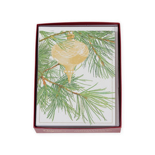 Caspari Ornament Among Pine Boxed Christmas Cards - 16 Cards & 16 Envelopes 102214