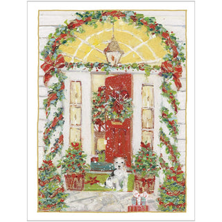 Caspari Open Front Door Boxed Christmas Cards - 16 Cards & 16 Envelopes 102219