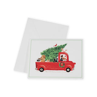 Caspari Christmas Pickup Truck Classic Boxed Christmas Cards - includes 15 cards & envelopes 102235