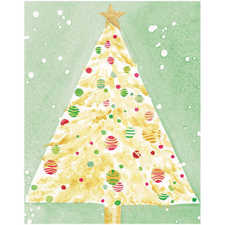 Caspari Watercolor Christmas Tree Petite Boxed Christmas Cards - includes 15 cards & envelopes 103005