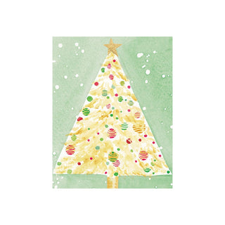 Caspari Watercolor Christmas Tree Petite Boxed Christmas Cards - includes 15 cards & envelopes 103005