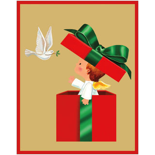Caspari Baby Angel Gift And Dove Petite Boxed Christmas Cards - includes 15 cards & envelopes 103011