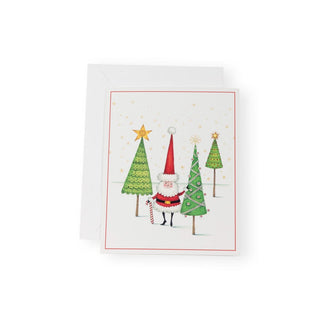 Caspari Santa And Little Trees Petite Boxed Christmas Cards - includes 15 cards & envelopes 103013