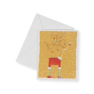 Caspari Reindeer In Sweater Mini Boxed Christmas Cards - 16 Christmas Cards & 16 Envelopes 103014