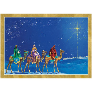 Caspari Three Kings And Star Small Boxed Christmas Cards - 16 Christmas Cards & 16 Envelopes 103107