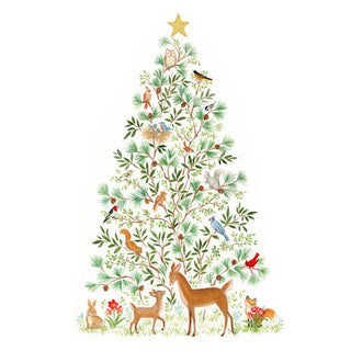 Caspari Woodland Animal Tree Small Boxed Christmas Cards - includes 15 cards & envelopes 103109