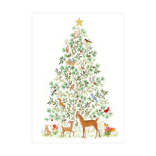Caspari Woodland Animal Tree Small Boxed Christmas Cards - includes 15 cards & envelopes 103109