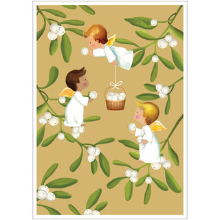 Caspari Baby And Angels Mistletoe Small Boxed Christmas Cards - includes 15 cards & envelopes 103113