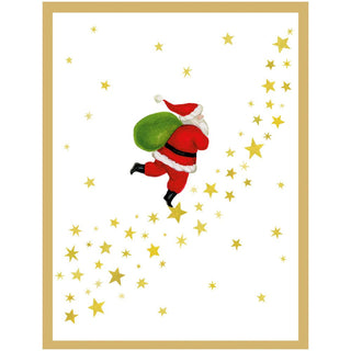 Caspari Santa And Path Of Stars Classic Boxed Christmas Cards - includes 15 cards & envelopes 103207
