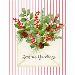 Caspari Season's Greetings of Greenery Classic Boxed Christmas Cards - includes 15 cards & envelopes 103208