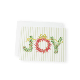 Caspari Botanical Joy With Ribbon Boxed Christmas Cards - 16 Christmas Cards & 16 Envelopes 103210