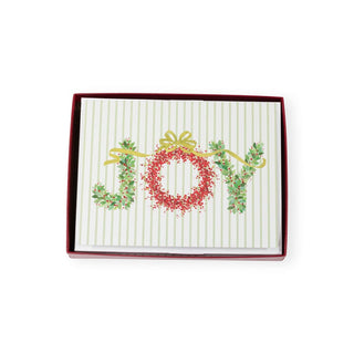 Caspari Botanical Joy With Ribbon Boxed Christmas Cards - 16 Christmas Cards & 16 Envelopes 103210
