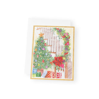 Caspari Decorated Staircase/Christmas Tree Boxed Christmas Cards - 16 Christmas Cards & 16 Envelopes 103212