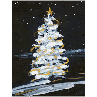 Caspari Snowy Tree In The Night Classic Boxed Christmas Cards - includes 15 cards & envelopes 103222