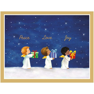 Caspari Baby Angels Bearing Gifts Boxed Christmas Cards - 16 Christmas Cards & 16 Envelopes 103224