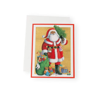 Caspari Santa With All His Gifts Boxed Christmas Cards - 16 Christmas Cards & 16 Envelopes 103226