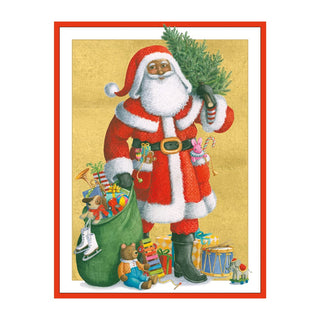 Caspari Santa With All His Gifts Classic Boxed Christmas Cards - includes 15 cards & envelopes 103226