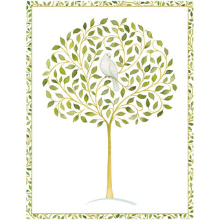 Caspari Dove In Olive Tree Foil Boxed Christmas Cards - 10 Christmas Cards & 10 Envelopes 103231