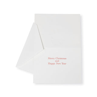 Caspari Evergreen Wreath With Red Ribbon Foil Boxed Christmas Cards - 10 Christmas Cards & 10 Envelopes 103232