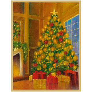 Personalization by Caspari Candlelit Christmas Tree Large Personalized Christmas Cards 103303PG
