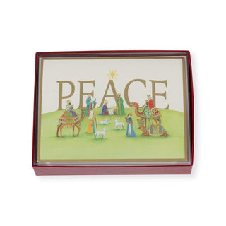 Caspari Peace Nativity Scene Large Boxed Christmas Cards - 16 Christmas Cards & 16 Envelopes 103306