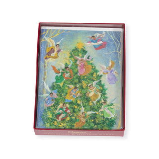 Caspari Angel Christmas Tree Large Boxed Christmas Cards - 16 Christmas Cards & 16 Envelopes 103307