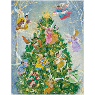 Caspari Angel Christmas Tree Large Boxed Christmas Cards - includes 15 cards & envelopes 103307