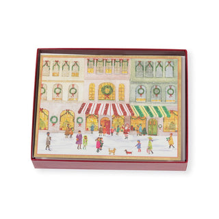 Caspari Christmas Shopping Large Boxed Christmas Cards - 16 Christmas Cards & 16 Envelopes 103308