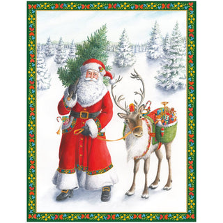 Personalization by Caspari Alpine Santa And Reindeer Large Personalized Christmas Cards 103311PG