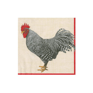 Caspari Le Coq Ivory   Napkin Box Cocktail - 40 per box - 40 per box 10350B