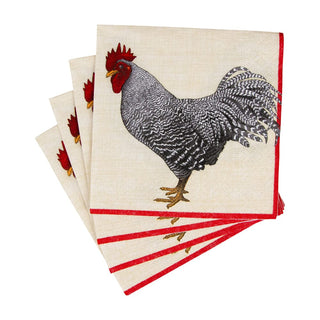 Caspari Le Coq Ivory Napkin Cocktail 10350C